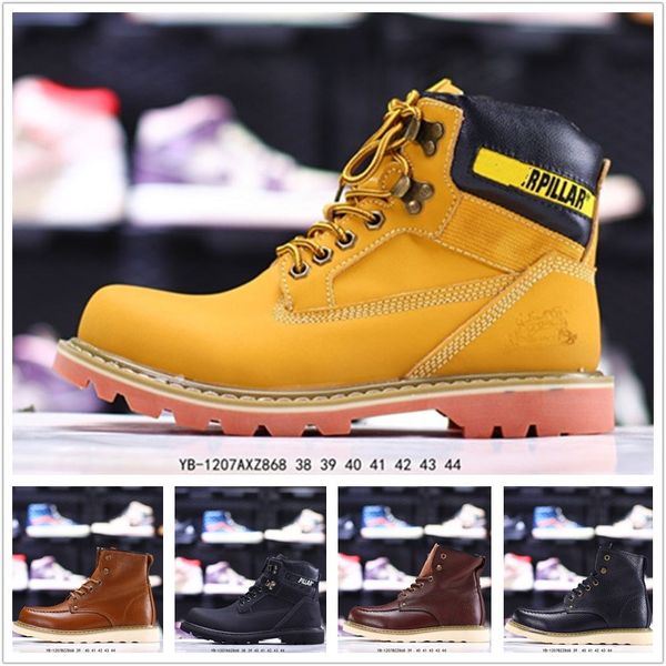 

2020 yellow cat leather ankle timber casual land work martin boots waterproof bot men winter shoes big size, Black