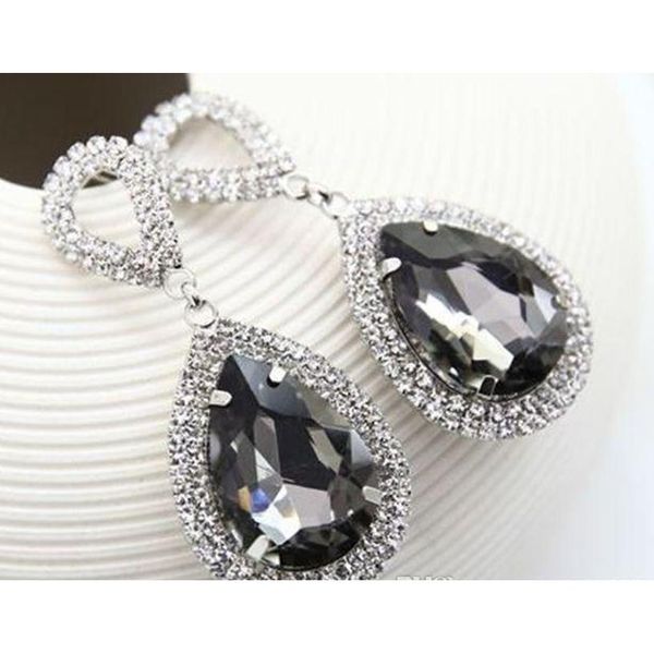 

2017 fashion jewelry crystal super flash silver electroplating water drop rhinestone big drop earrin sqcyzw beauty888