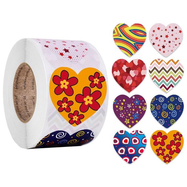 

500pcs heart shaped valentine's day label stickers for scrapbooking gift package seal birthday wedding supply stationery