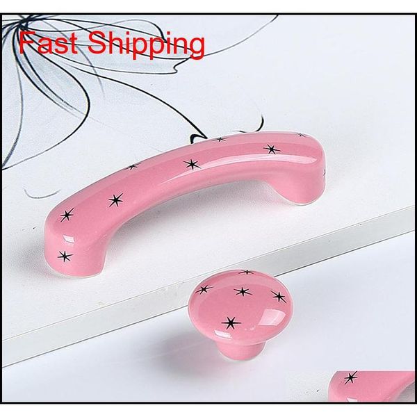 

96mm creative fashion cartoon color star chindren room furniture handle white red blue ceramic fish crown drawe qylmtm new_dhbest