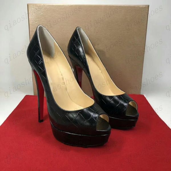 

2021 classic red bottom high heels platform shoe pumps nude/black patent leather peep-toe women dress wedding sandals shoes size 34-45
