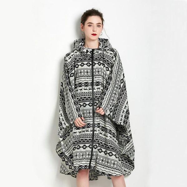 

1pc fashion colorful print lightweight waterproof poncho women rain cape hooded outdoor rain coat for ladies with bbyhrc