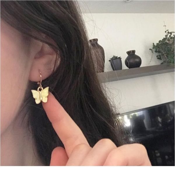 

cute transparent acrylic dinosaur butterfly drop earrings long dangle hook earrings for women girl gift jewelry party sqcyxm