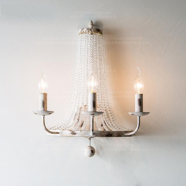 

wall lamp french sconces light vintage white lamps crystal bead lighting fixtures retro/antique in bedroom foyer