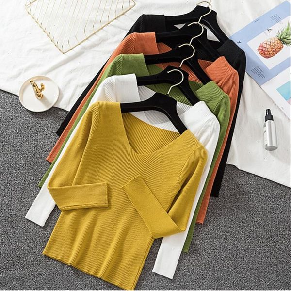 

pink sweater women pullovers elastic basic sweaters female casual knit sweater femme 2021 fall winter black white sweater, White;black