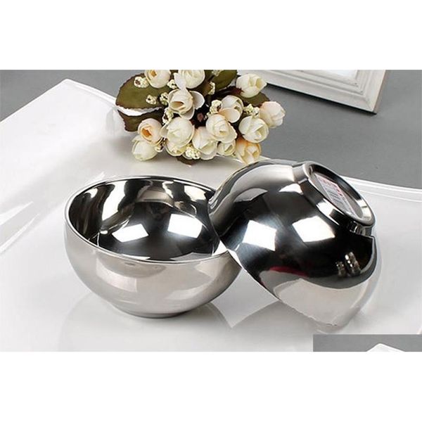 

thickening stainless steel bowl double-deck heat insulation bowl smooth edge welding anti scald soup bowl childr sqcfwk toys2010