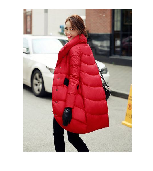 

winter loose thick black red navy blue puffer down jacket for womens and long sections womens coats 201123