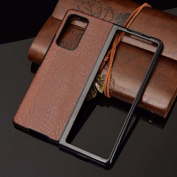 

vintage skin leather full cover hard case capa for samsung galaxy z fold 2 phone cases shell