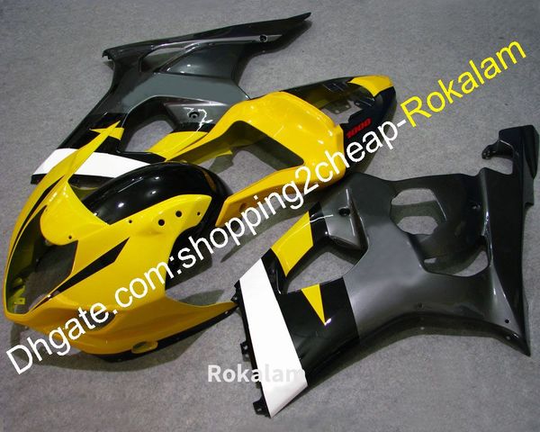 K3 GSXR1000 03 04 Cowlings para Suzuki Kit de Feira GSX-R1000 GSXR 1000 2003 2004 Amarelo Black Sliver Sportbike Fairings (moldagem por injeção)