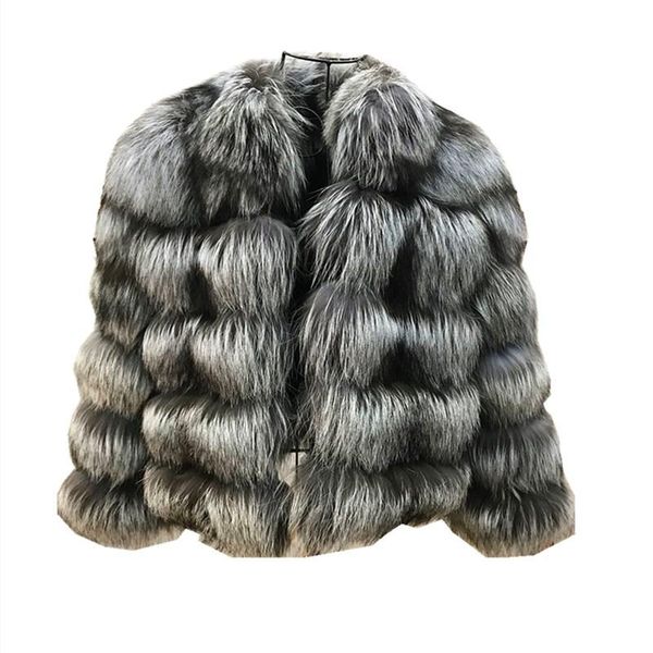 

women's fur & faux silver women coat sable, Black