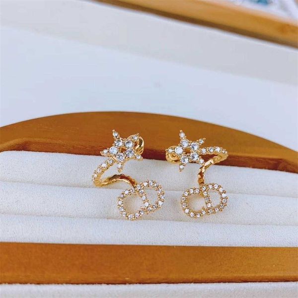 

star earrings women's full brilliant diamonds advanced irregular surround jewelry, Silver