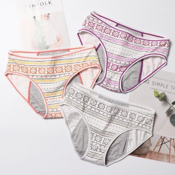 

new style women's panties pure cotton printed leak-proof medium waist underwear women's panties menstrual period physiological u1, Black;pink