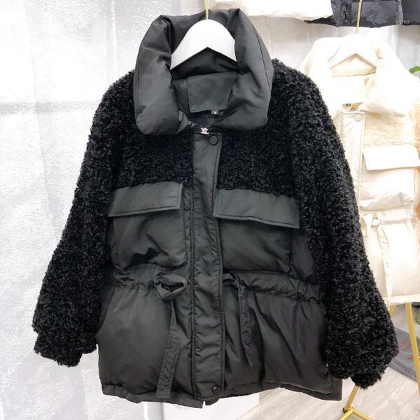 

faux fur teddy coat women autumn winter 2020 casual solid slim long jacket female elegant thick warm parkas oversized clothes1, Black