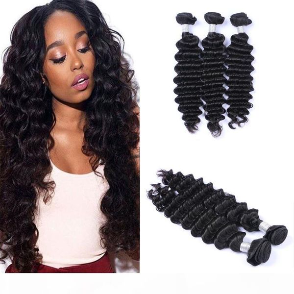 

virgin remy brazilian hair bundles weft color #1b natural black deep wave unprocessed human hair extensions