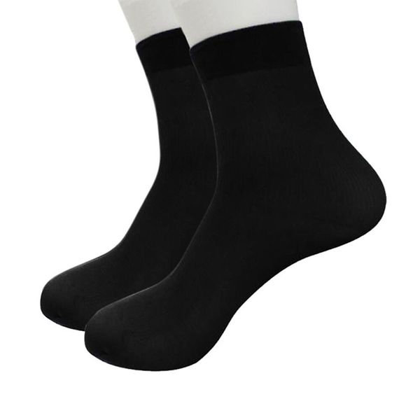 

1 pairs breathable thin bamboo fiber ultra-thin elastic silky stockings men's short silk flat solid color socks, Black