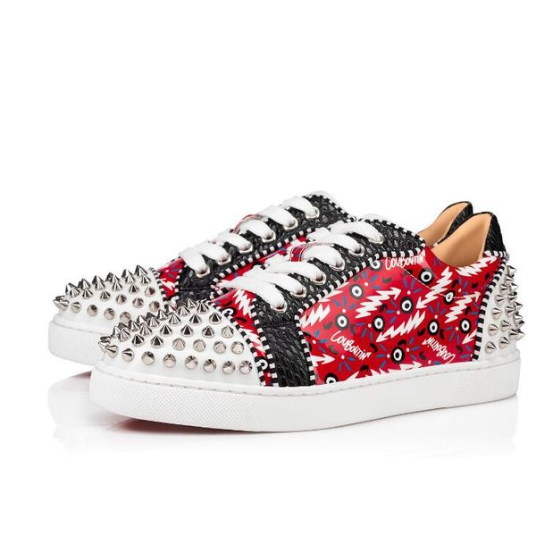 

роскошный дизайн мужчины, женщины vieira 2 spikes красные нижние кроссовки низкая вершина случайные прогулки дешевые продажи красные единств, Black