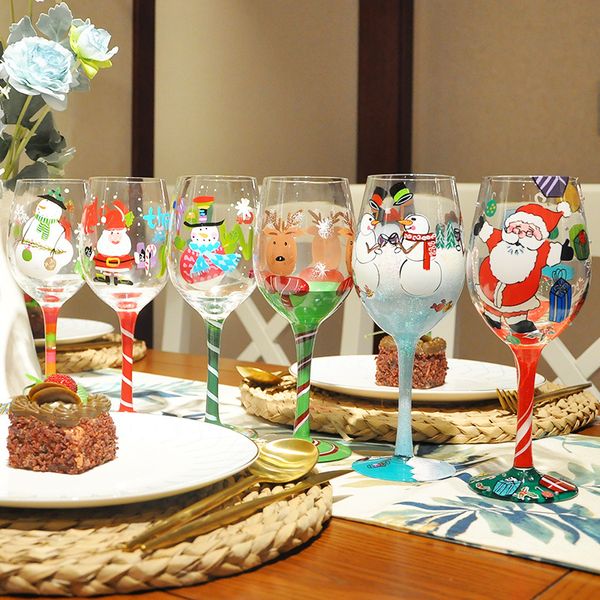 

christmas gift artificial hand-painted painted crystal wine goblet ornaments whiskey glass lot q1222