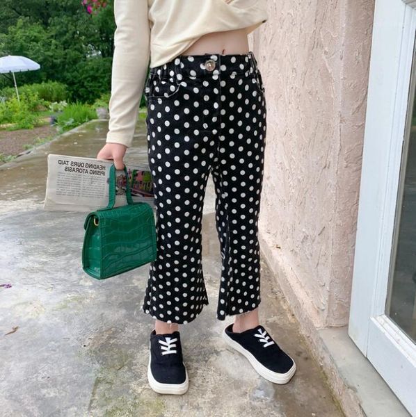 

jeans 2021 arrival girls dots denim flare pants autumn fashion jean 1-6t yc8801, Blue