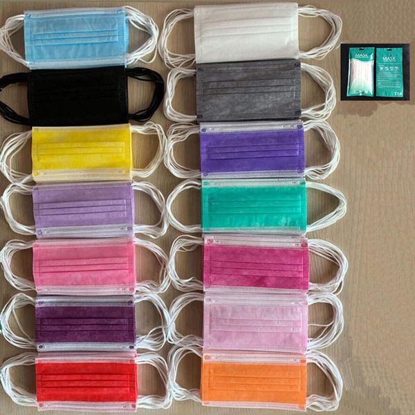 

face mouth kids mask layer disposable 3 3-ply masks dust cover balck colorful non-woven chilidren with bag swtof