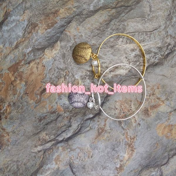

baseball/softball accessories bracelet softball round disc fashion and baseball cap charms silver tone bangles, Golden;silver