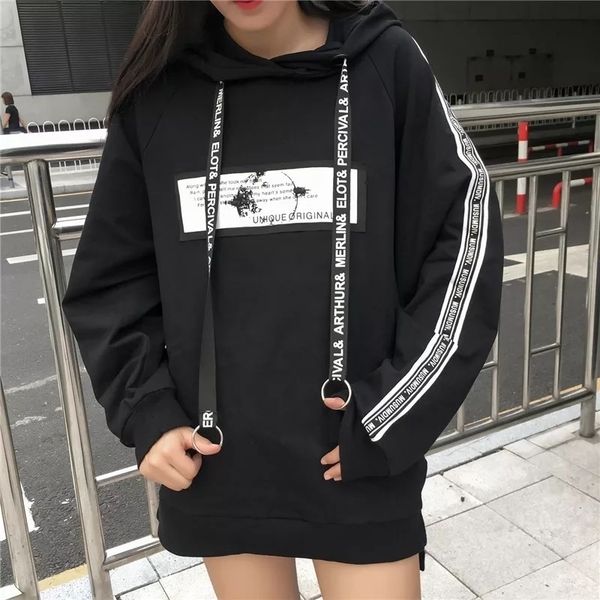 

harajuku women hoodies casual sweatshirts bangtan boys korean hoodie pullover black sweatshirt fall clothes plus size woman 201102
