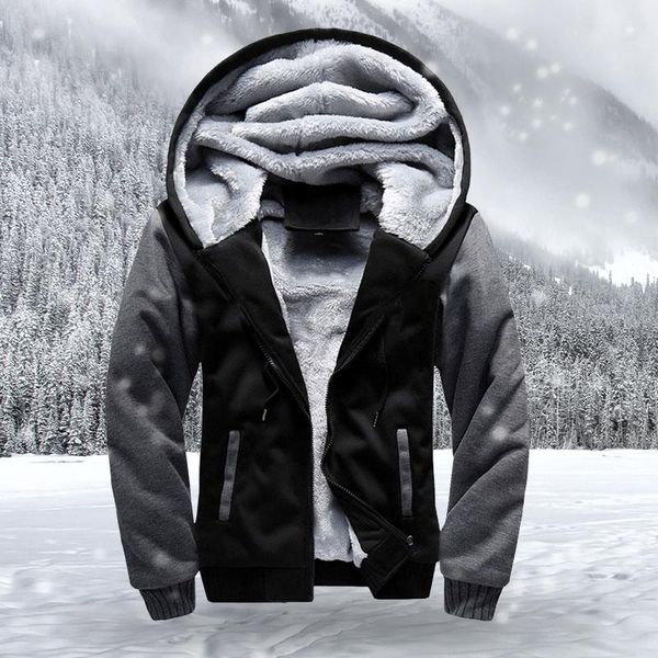 

men's down & parkas winter jacket men casual fleece warm hooded coats mens fashion outwear windbreaker thicken casaco masculino brand c, Black