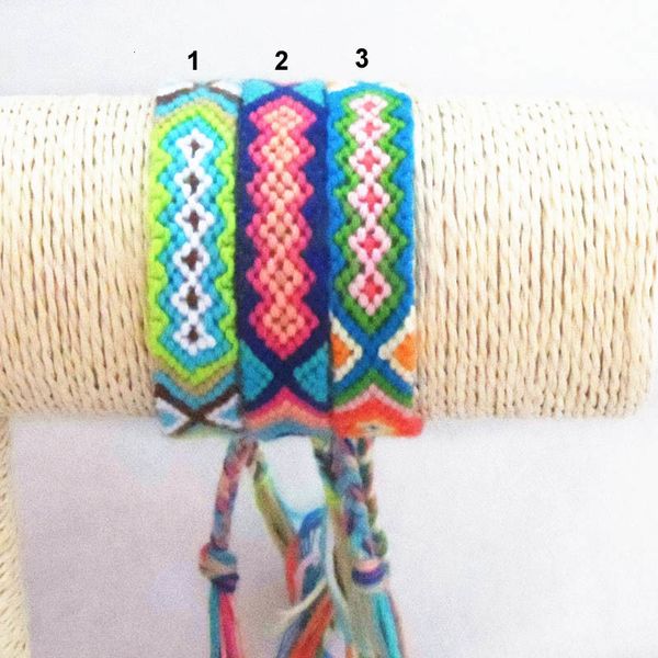

boho handmade woven rope string hippy embroidery cotton friendship bracelets for men women selling summer bracelet