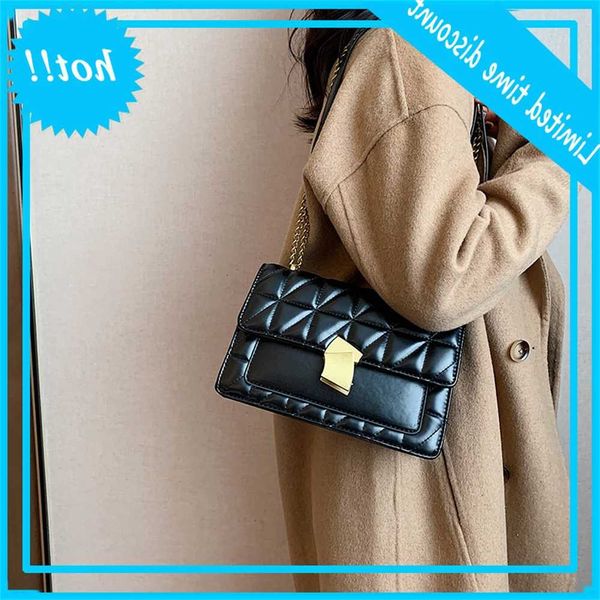 

autumn and winter simple women's 2020 new fashion korean one shoulder slant span lingge chain small square bag