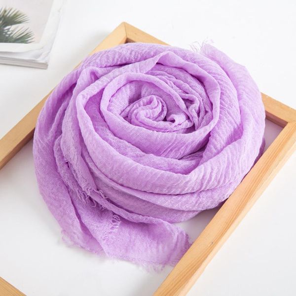 

tj-tianjun linen scarf solid color wrinkled short beard muslim scarf arabian headscarf women's four seasons sun windproof shawl, Blue;gray