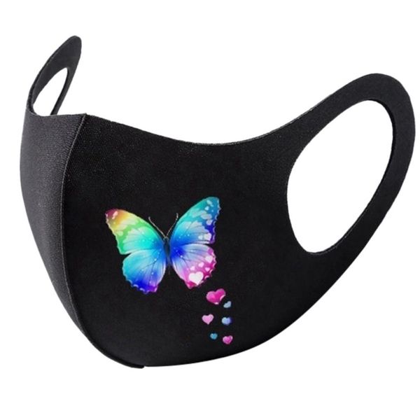 

womenbutterfly print cloth mask reusable headband bandana mascara tela face mask fabric mascarillas cubrebocas tapabocas wmtiog, Black