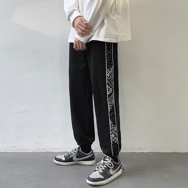 

yemi fashion | men's new guard pants autumn and winter fashion casual loose korean sports casual pants, Black