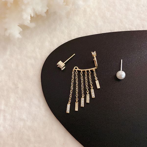 

zztype integrated siwu bone tassel super hook fairy no hole earring female ear clip cool, Silver