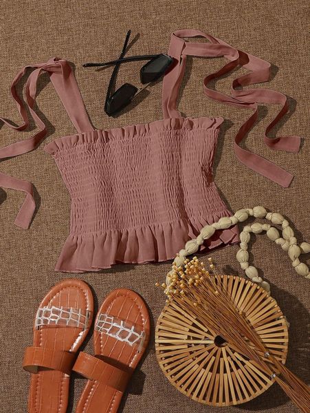 

knot straps shirred peplum cami z7iq#, White