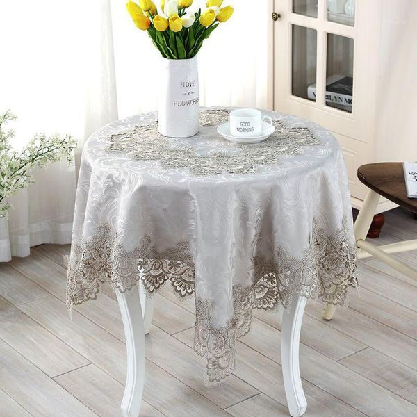 

gray european embroidery table cloth mat tablecloth lace tablecloth table dinner runner square round garden wholesale fg6051