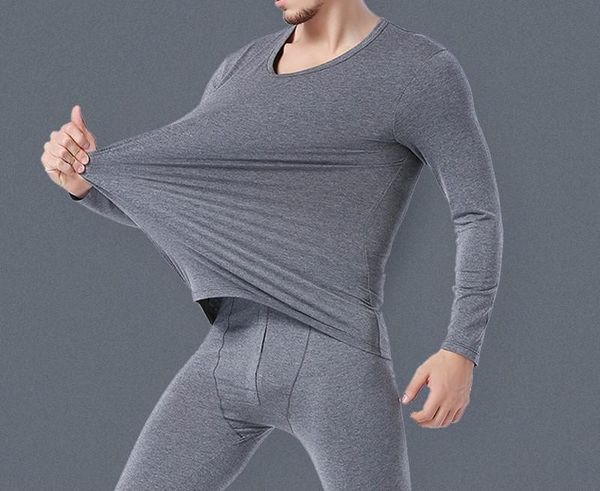 

men's thermal underwear autumn clothes and trousers suits modal cotton winter thin v collar base, Black;white