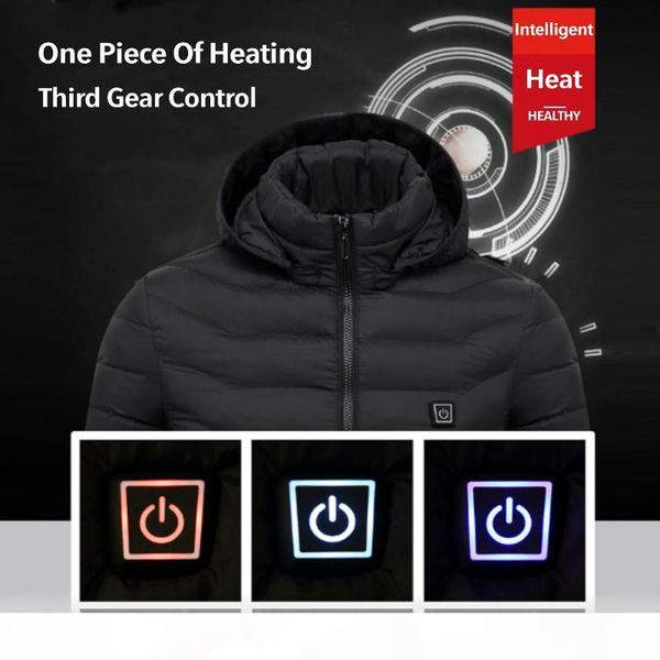 

heated jackets vest 2019 winter warm coat flexible electric thermal hooded clothing outdoor coat usb thermal, Black