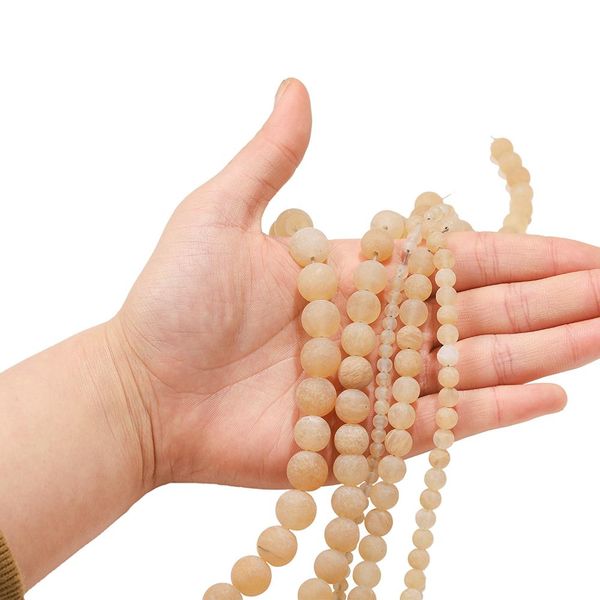

1strand lot 4 6 8 10mm matte natural stone yellow watermelon crystal round loose bead for diy bracelet jewelry makings supplies h bbygts