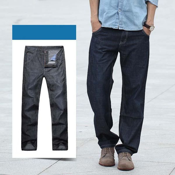 

european style men jeans luxury men's straight denim trousers men's large big size 28-42 44 46 481, Blue