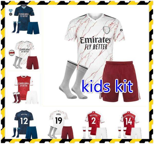 

kids kit gunners home soccer jersey arsen pepe nicolas ceballos henry guendouzi sokratis maitland-niles tierney football shirt uniforms, Black;yellow