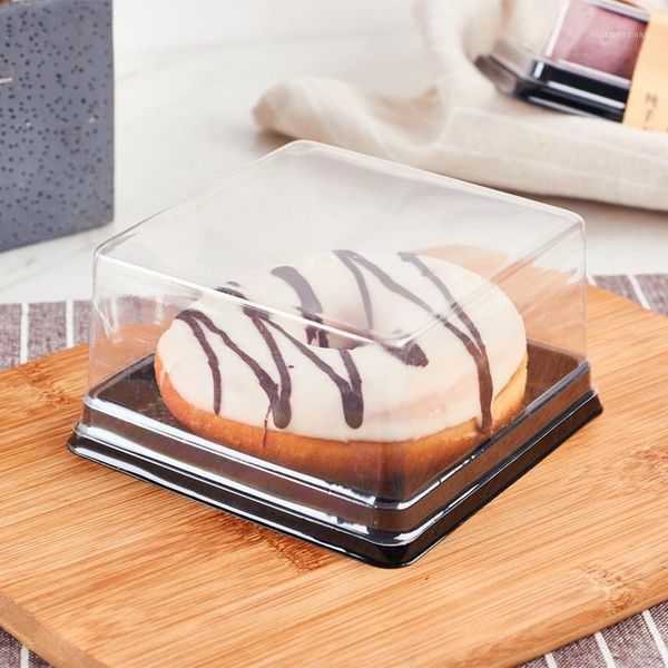 

50pcs donut box mousse cake box baking pastry transparent disposable