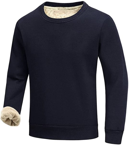 

men's hoodies warm crewneck sherpa lined fleece sweatshirt pullover, Black