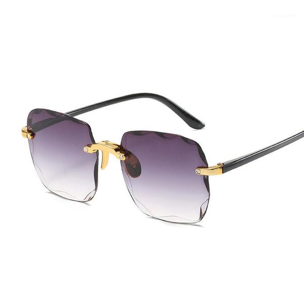 

fashion square vintage sunglasses women luxury retro sun glasses for female brand designer eyewear rimless gradient oculos1, White;black