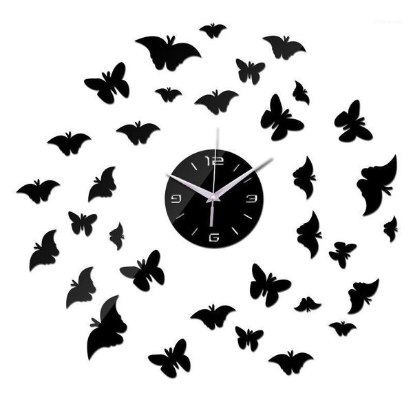 

mirror acrylic material wall sticker new design diy wall clocks for room bedroom kitchen watches1
