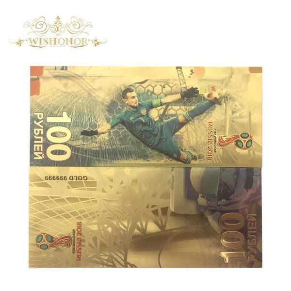 

10pcs lot nice color russia world cup akinfeev banknotes 100 rouble banknote in 24k paper money for collection by collection jllktr mx_home