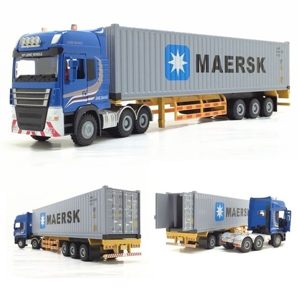 

high simulation 1:50 alloy engineering vehicles maersk semi-mounted container cargo logistics truck for kids toys y200109