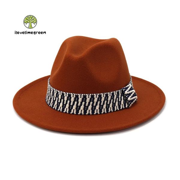 

wide brim hats jazz panama woolen felt fedora hat women men fall winter elegant pink white green black, Blue;gray