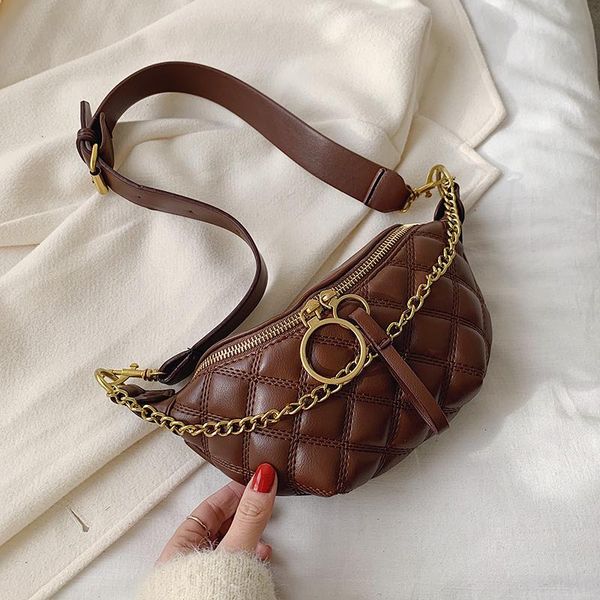 

swdf new pu кожаные сумки талии для женщин 2020 малый сплошной цвет плеча мешок сумка леди грудь покрещивание сумки