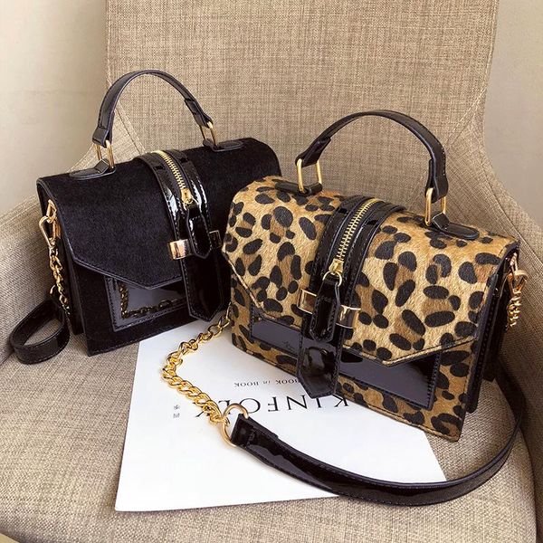 

leopard korean style crossbody bags for women 2021 chain purses and handbags luxury designer female leather small shoulder bag