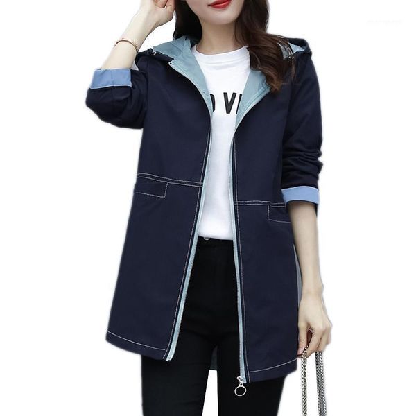 

women's trench coats 2021 spring autumn classic long coat women casual thin windbreaker female overcoat 4xl slim outwear coats1, Tan;black