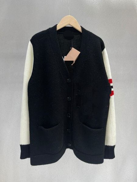 

1225 2022 milan style spring summer brand same style sweater print long sleeve v new cardigan women clothes qianli, White;black